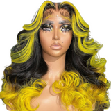 Ombre Yellow Body Wave Human Hair Wig Pre-Plucked