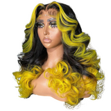 Ombre Yellow Body Wave Human Hair Wig Pre-Plucked