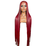 Ombre Red Brazilian Straight Lace Human Hair Wig Pre Plucked