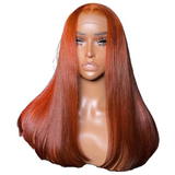 Ginger Orange Straight Human Hair Wig Pre Plucked