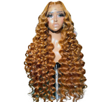 Honey Blonde Deep Wave Curly Human Hair Wig Pre-Plucked