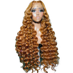 Honey Blonde Deep Wave Curly Human Hair Wig Pre-Plucked