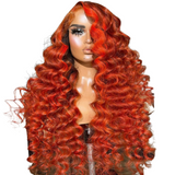 Orange Loose Deep Wave Curly Human Hair Wig Pre-Plucked
