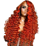 Orange Loose Deep Wave Curly Human Hair Wig Pre-Plucked