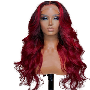 Highlight Red Body Wave Lace Front Human Hair Wig