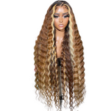 Ombre Brown with 613 Colored Deep Wave Human Hair Wig