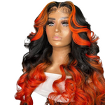Ombre Orange Body Wave Human Hair Wig Pre-Plucked