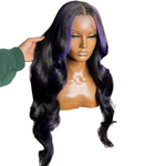 Highlight Purple Lace Frontal Brazilian Human Hair Wig Pre-plucked