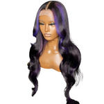 Highlight Purple Lace Frontal Brazilian Human Hair Wig Pre-plucked