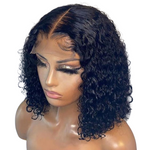 Natural Color Short Bob Kinky Curly Wig Pre-Plucked