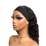 Italy Curly Glueless Headband Wig Natural Black 180% Density