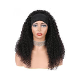 Kinky Curly Glueless Headband Wig Natural Black 180% Density