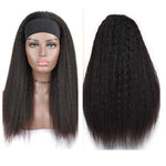 Kinky Straight Glueless Headband Wig Natural Black 180% Density