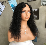 V-Part Wig Kinky Curly Virgin Hair 180% Density Natural Black