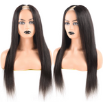 V-Part Straight Virgin Hair Wig 180% Density Natural Black